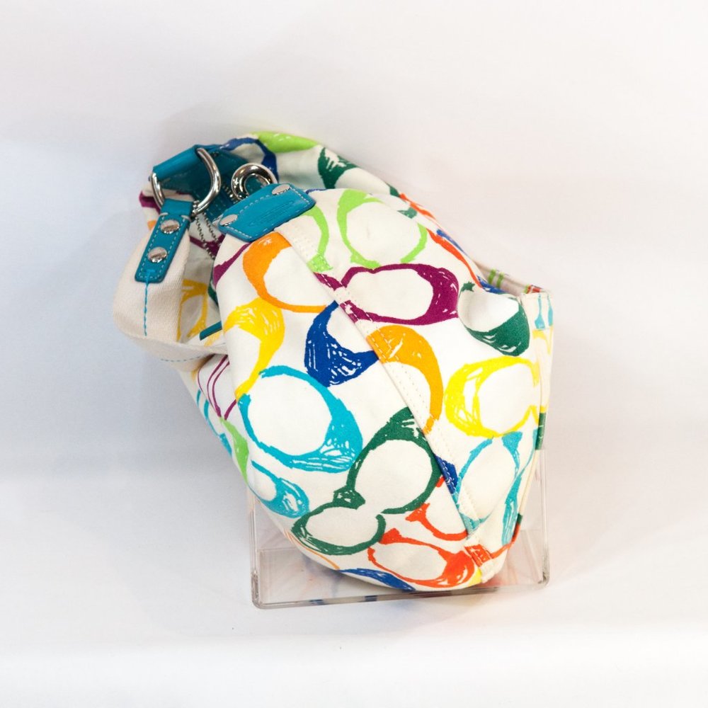 Coach Colorful Signature Print Fabric Hobo Bag - image 5